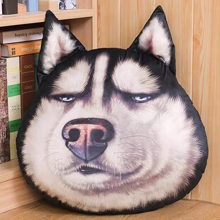 哈士奇抱枕拆洗毛绒创意搞怪狗头仿真二哈狗狗大号沙雕玩偶