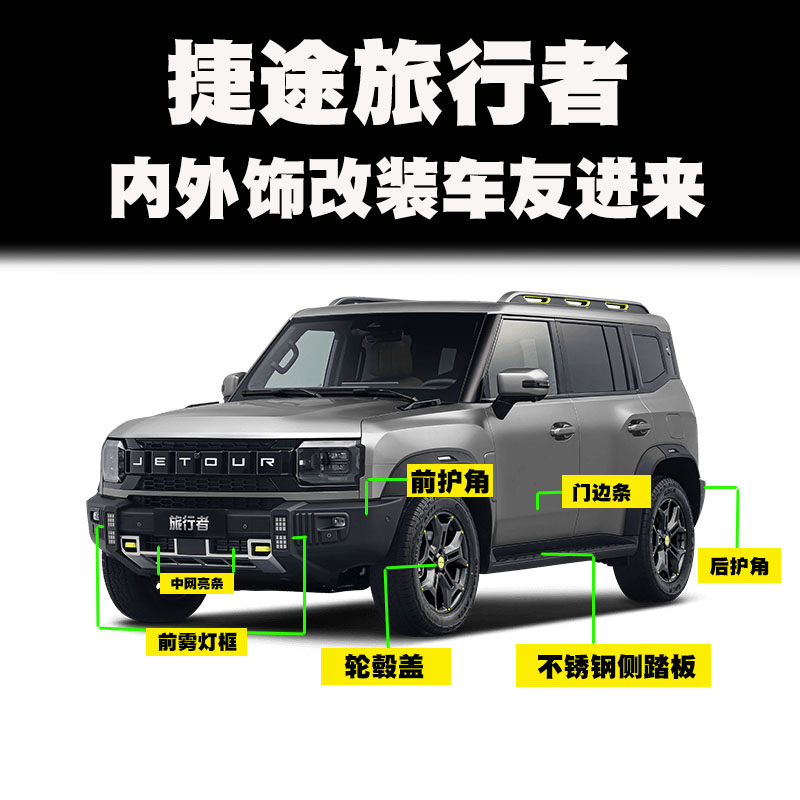 捷途旅行者门槛条踏板外饰改装防尘罩防虫网车身门边条防擦