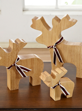 酒柜装饰品家居饰品创意实木卡通动物儿童房间搭配摆设装饰品