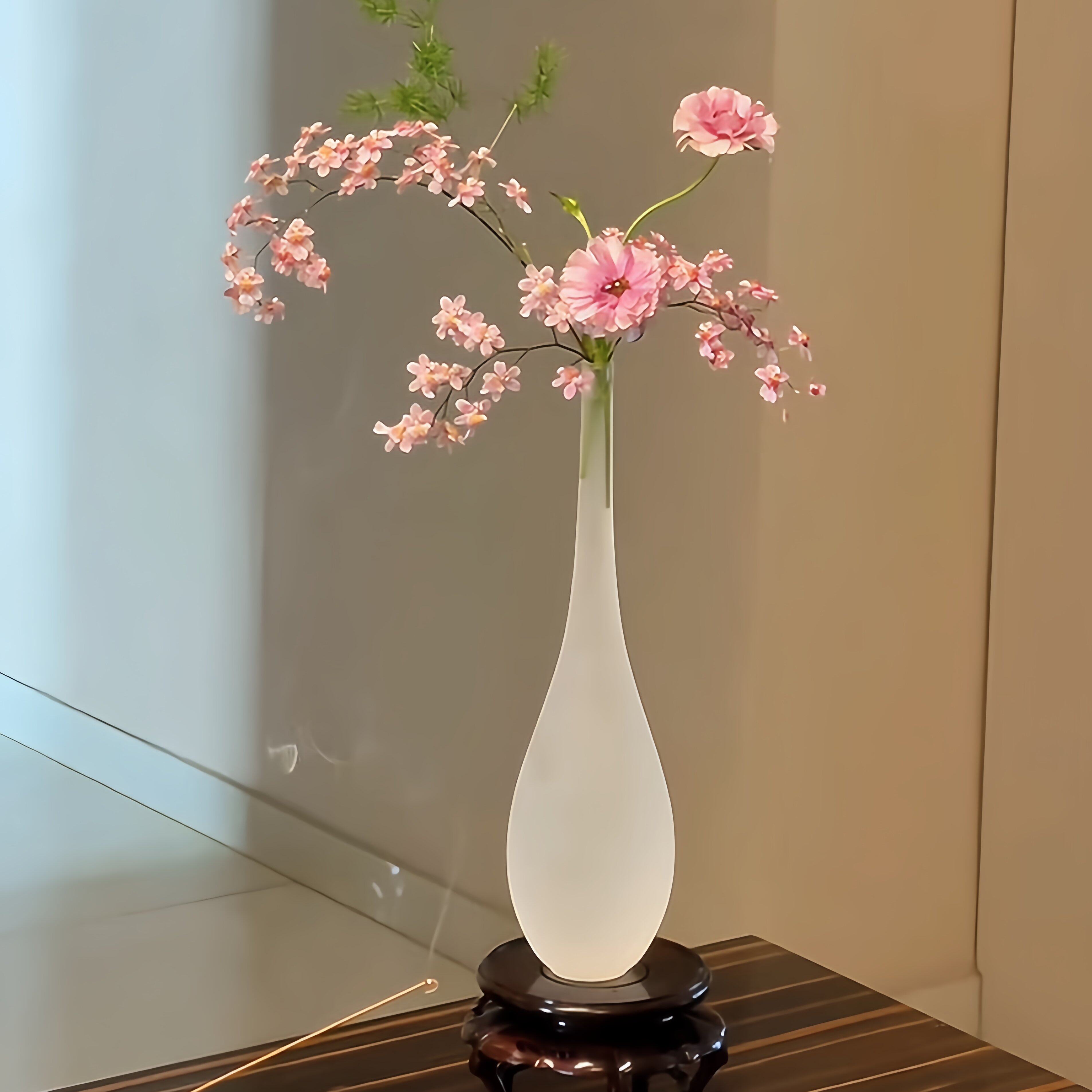 禅意宋代美学花瓶玉净瓶清冷感客厅插一枝花的花瓶透明水养观音瓶