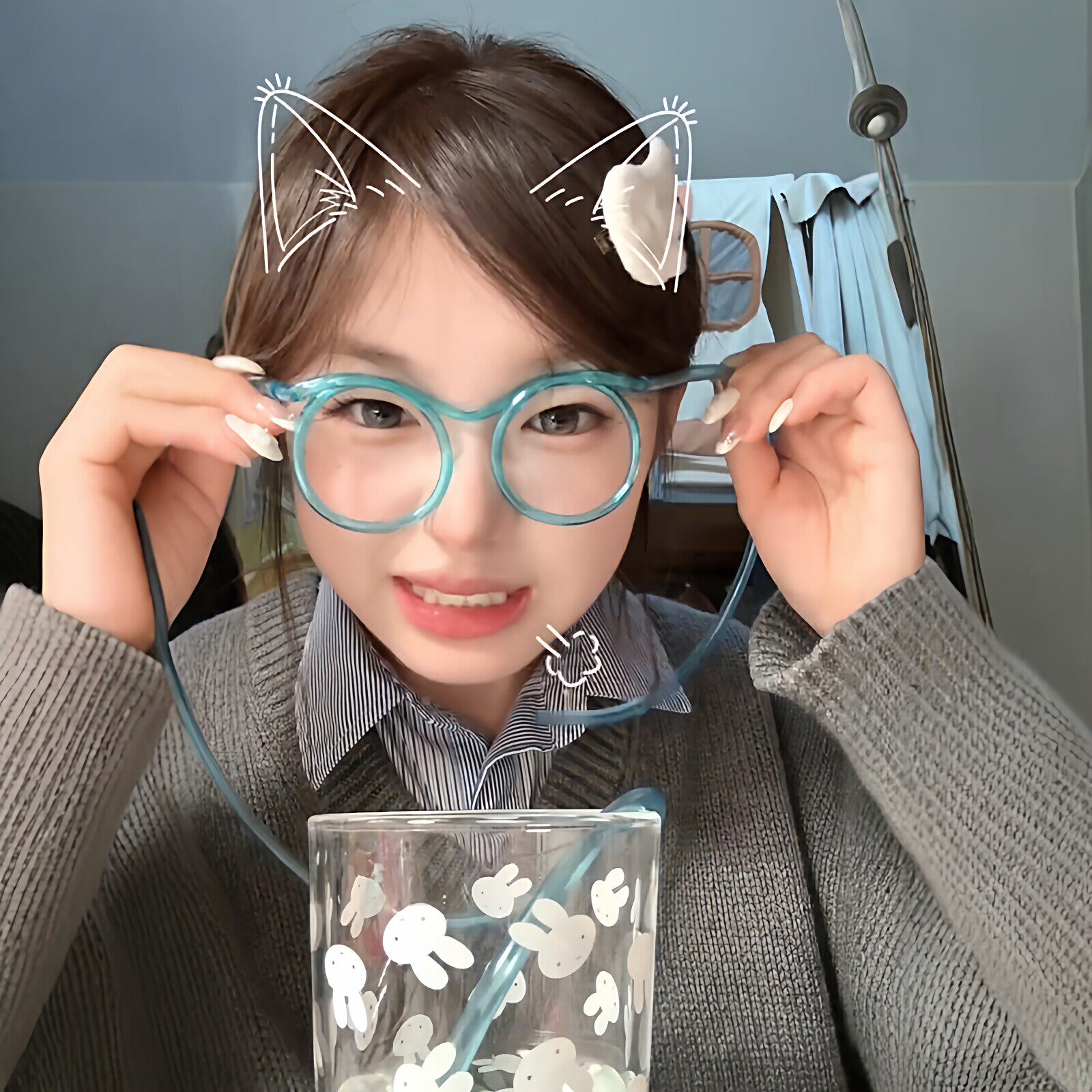 【人类骗水神器】可爱眼镜吸管DIY饮料果汁儿童超长吸管拍照道具