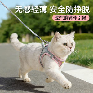 猫绳牵引绳防挣脱不勒脖溜小遛猫咪专用外出宠物胸背带背心式猫绳