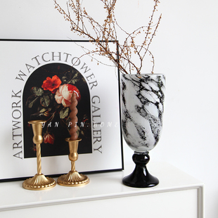 高级感欧式复古花瓶桌面摆件轻奢装饰大口径风灯花瓶插花鲜花干花