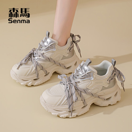 森马秋季新款厚底增高老爹鞋女款