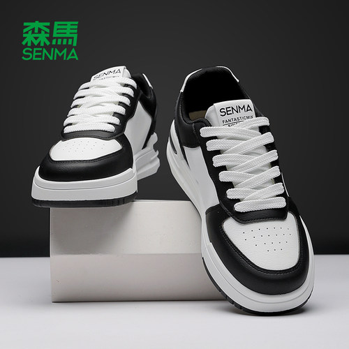 森马黑白熊猫板鞋男鞋潮流鞋子男