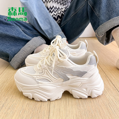 增高老爹鞋厚底增高网面透气夏款