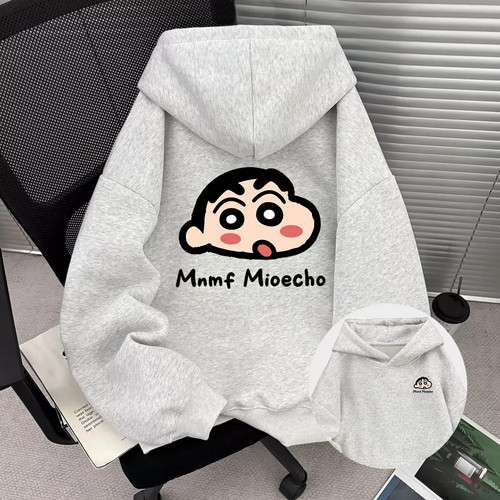 女童加绒卫衣中大童宽松连帽上衣秋冬儿童可爱卡通印花童装帽衫