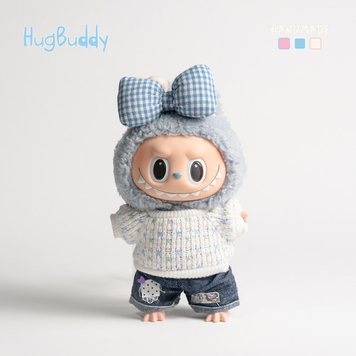 适用于labubu娃衣套装马卡龙拉布布服装站立搪胶公仔玩偶17cm衣服