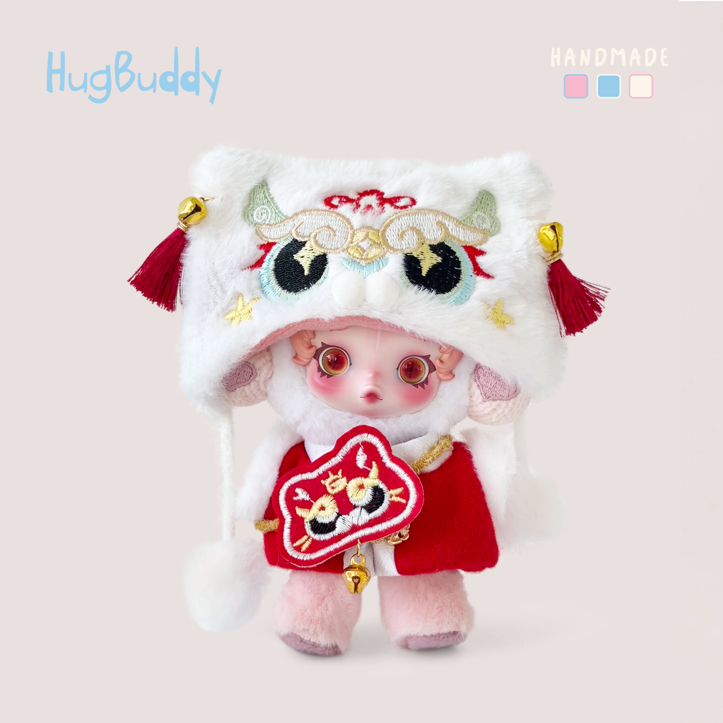 泡泡玛特sp娃衣不眠剧场娃衣搪胶沐木二代三代红色毛绒拜年衣服