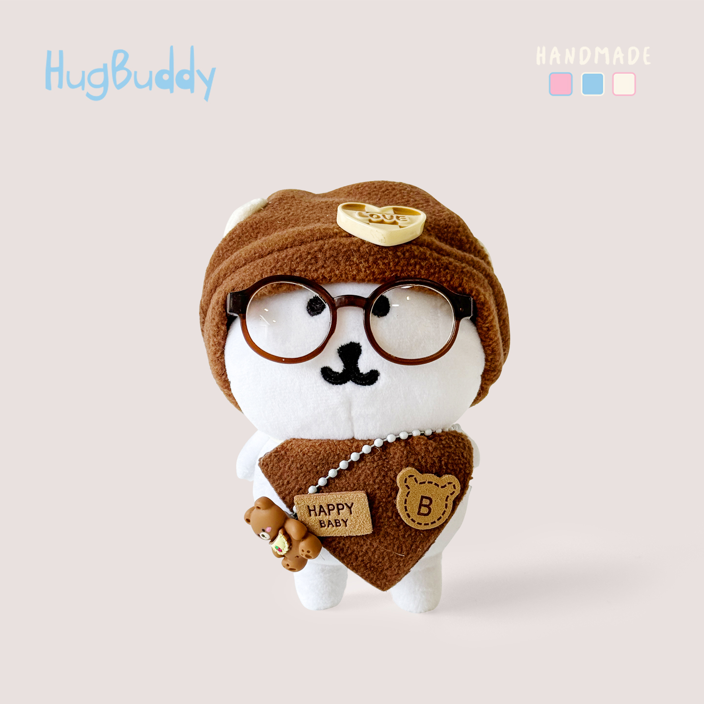 正版13厘米自嘲熊娃衣毛绒玩具公仔可爱轻松熊棉花娃娃玩偶衣服