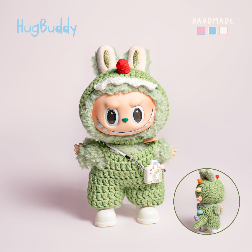 labubu原创绿色拉布布娃衣百搭玩偶公仔冬季帽子衣服纯手工星黛露