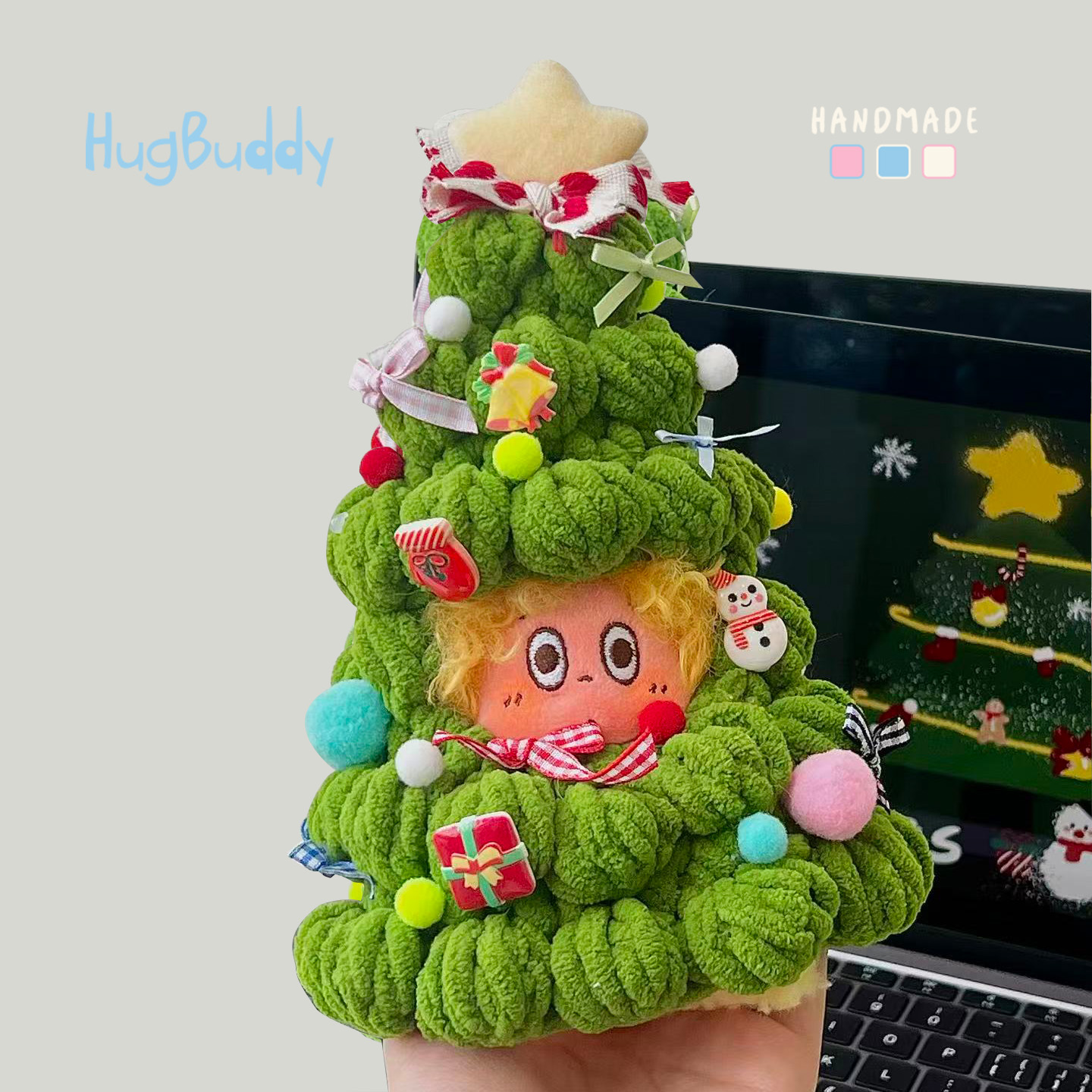 圣诞树套装树娃拉布布手工钩织labubu娃衣自嘲熊星星人Kitty衣服