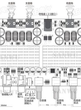 SANWU 三五电子 TPA3116 200W   2.1声道数字功放板
