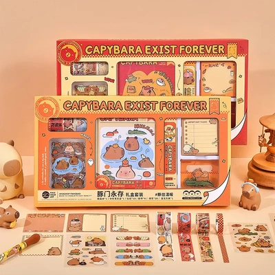 方岛豚门永存手帐礼盒本可爱卡皮巴拉手账贴纸套装diy高颜值文具