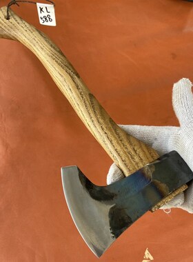 【烤蓝斧子】85锰钢手工锻打锻造的斧子手柄是35cUm收藏把玩小斧