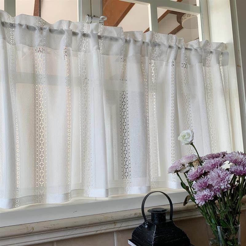 韩式复古日式隔断镂空窗帘窗纱帘飘窗不透人魔术贴免打孔门帘半帘