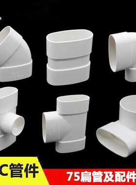 75PVCc扁管 排水件椭圆管扁配件卫生间马桶移位下水弯扁口厨房排