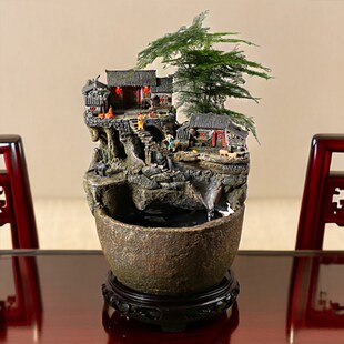 且听风吟 万物有声 流水t客厅摆件水循环造景 灯笼可亮含水泵摆件