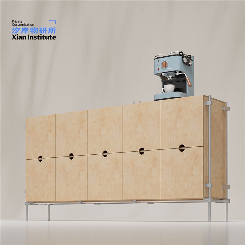 原木餐边柜工业风斗柜桦木海洋板铝型材客厅储物柜玄关.收纳柜吧