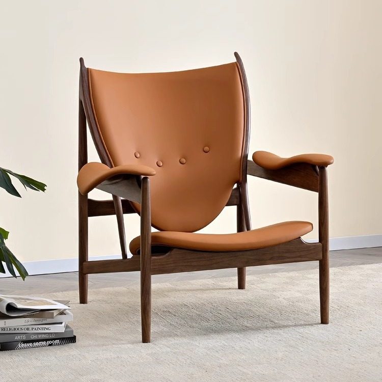 简约设计酋长椅设计师款实木单人沙发椅酒店别墅高端款懒人休闲椅