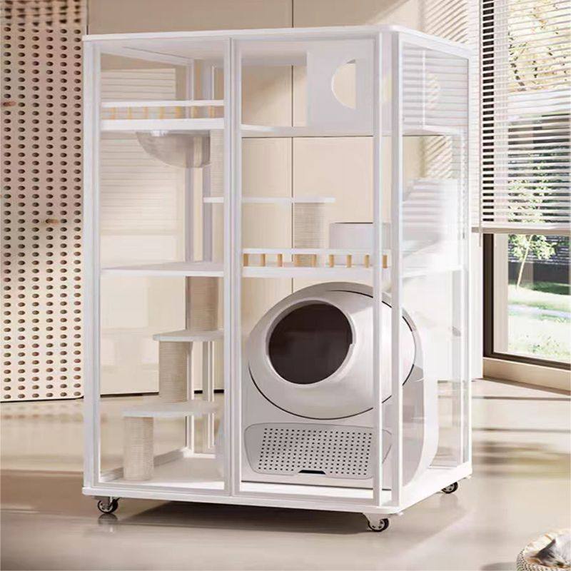 全景玻璃猫别墅家用猫笼子猫砂盆一体猫舍室内豪华猫屋子猫窝批发