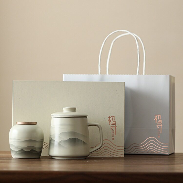 批发茶水分离陶瓷茶杯办公杯水杯泡茶杯子节日送长辈礼品定