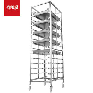 喜莱盛商用高身饼盆车不锈钢架子多层方盘架烘焙托盘晾架烤盘架车