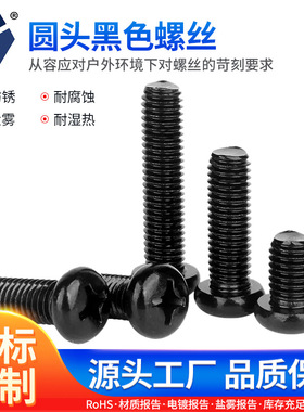 PM1.7x6-1.7x8圆头黑色螺丝 GB818不锈钢高盐雾 黑锌耐腐蚀螺丝