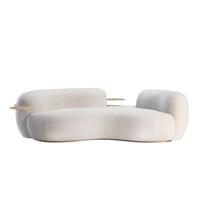 现代金属立山白色沙发布艺北欧创意小户型客厅房地产样板房家具