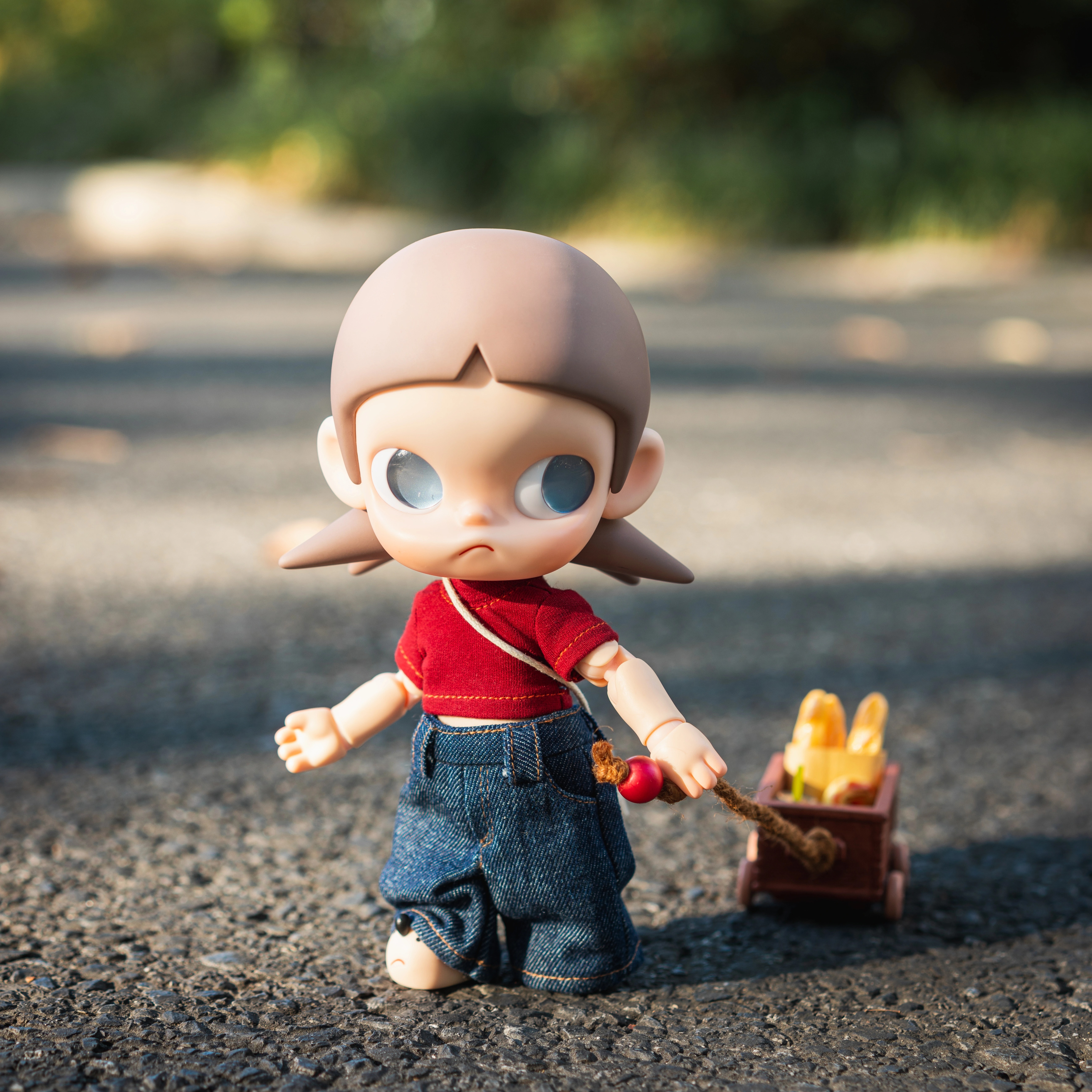 瓜瓜嘎·红色白色黑色T恤原创Zsiga可动人偶1/8娃衣手作牛仔套装