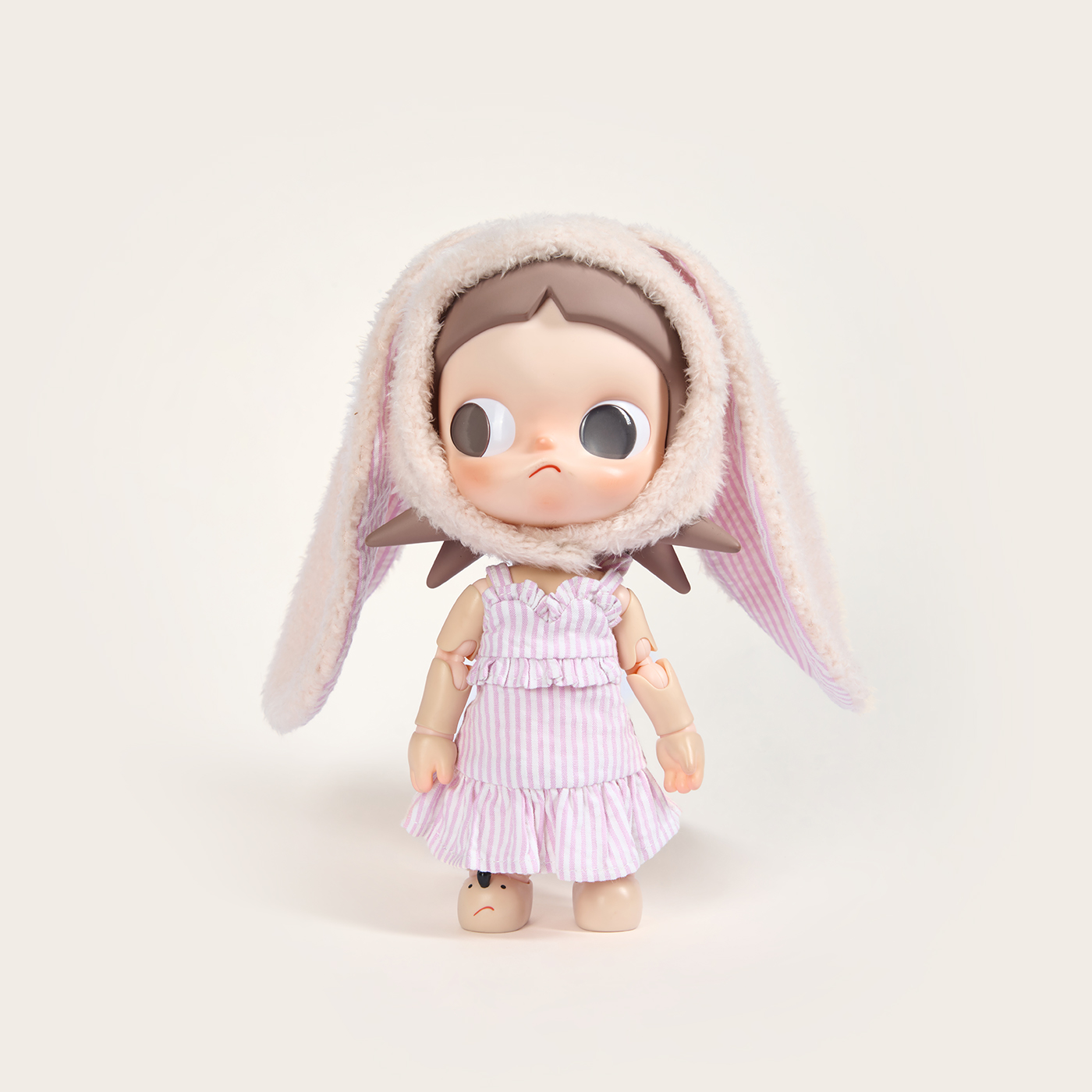 耳廓狐·原创Zisga娃衣1/8BJD粉狐狸头套条纹无袖连衣裙可爱套装