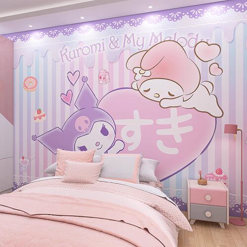 儿童房墙纸卧室女童婴儿房间墙布