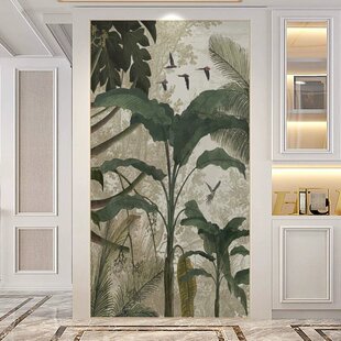 东南亚热带雨林主题餐厅装饰壁纸壁画植物简约风客厅卧室定制墙布