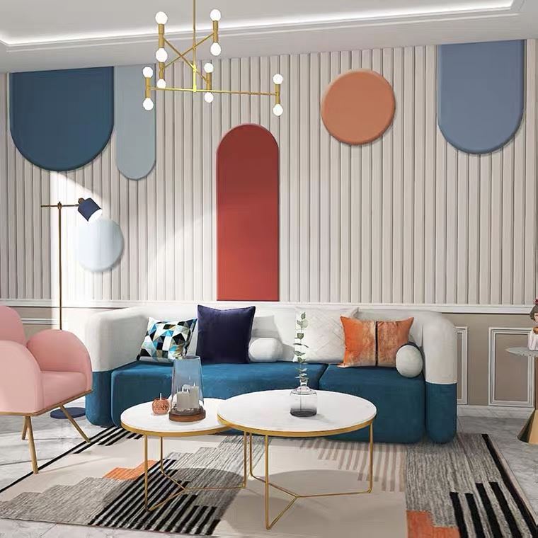 北欧轻奢沙发电视背景墙壁纸壁布