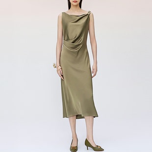 中长款 珂奈禾 背心吊带修身 无袖 三醋酸连衣裙女XF05807W0 春夏新款
