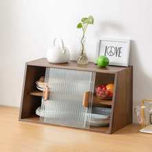 桌面餐边柜厨房碗柜储物柜家用玻璃茶水柜置物架实木小型收纳柜子