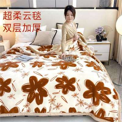 A类轻奢双层拉舍尔毛毯抗静电云毯冬季加厚保暖午睡毯子沙发盖毯