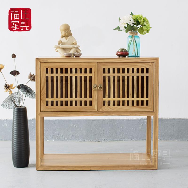 现代中式门厅柜餐边柜老榆木实木茶水柜置物架储物边柜禅意玄关柜
