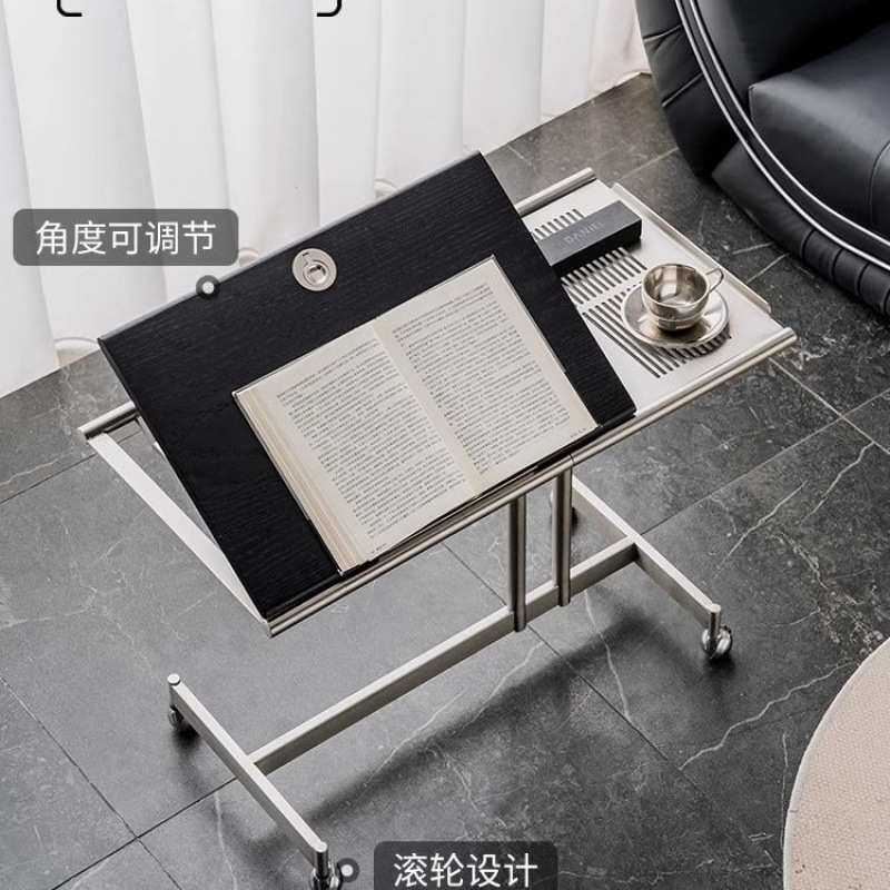 北什设计师可移动升降桌子简约复古实木办公桌家用琴谱架沙发边桌