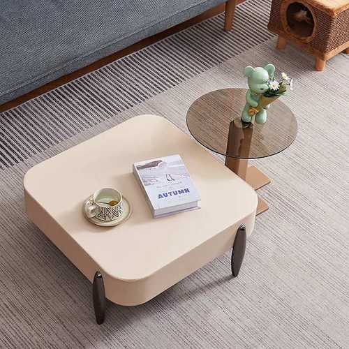 轻奢小户型高级简约现代客厅玻璃2025新款奶油色家用组合茶几方形