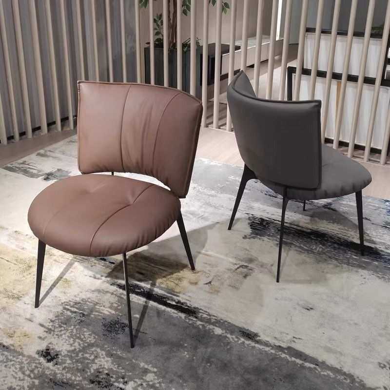 意式极简高端休闲餐椅现代简约餐厅靠背铁艺轻奢网红设计师餐椅子