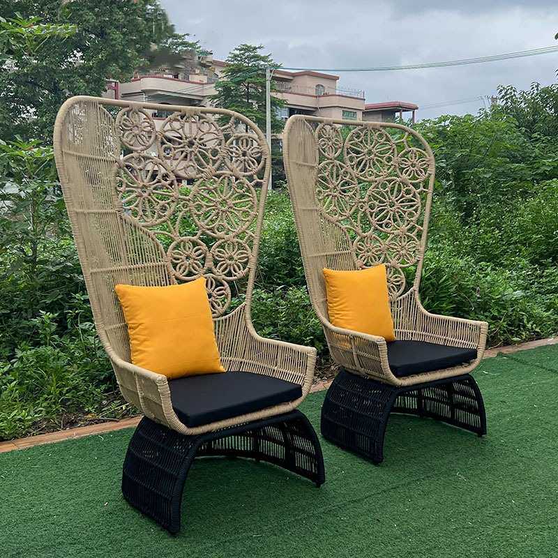 户外藤编沙发休闲简约异形藤椅沙发设计师露天室内外花园庭院桌椅