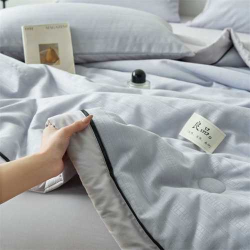 2025新款提花素影大豆夏被四件套 150*200cm单夏被 素影-蓝灰