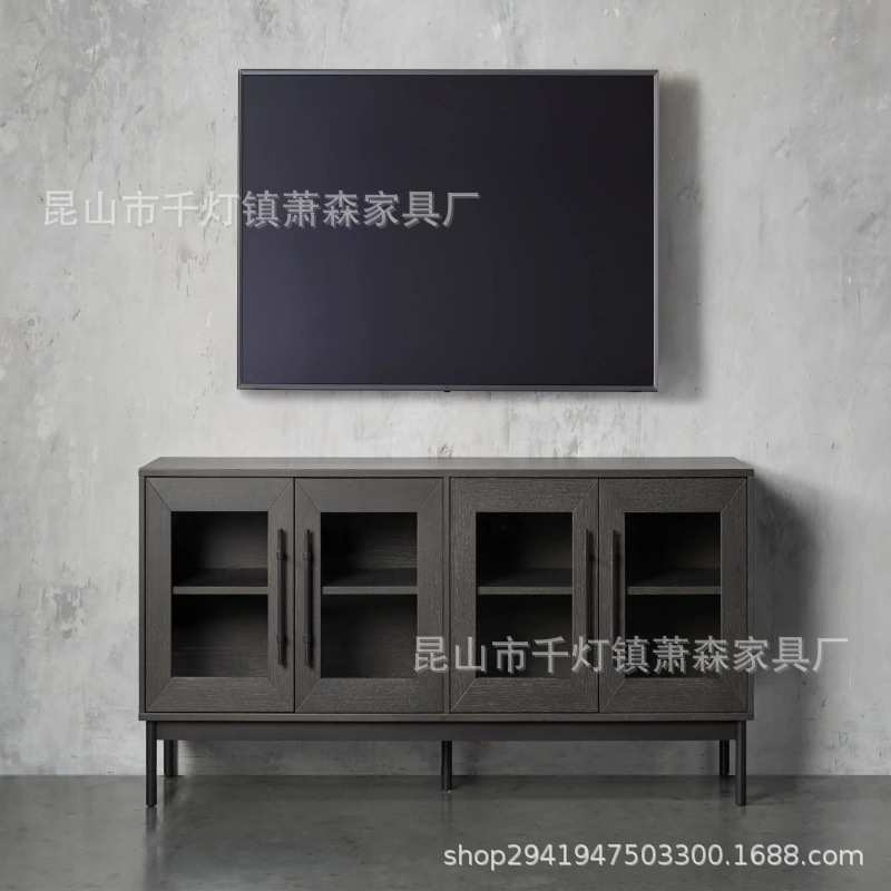 北欧简约家具轻奢复古实木橡木电视柜客厅法式收纳柜储物餐边柜