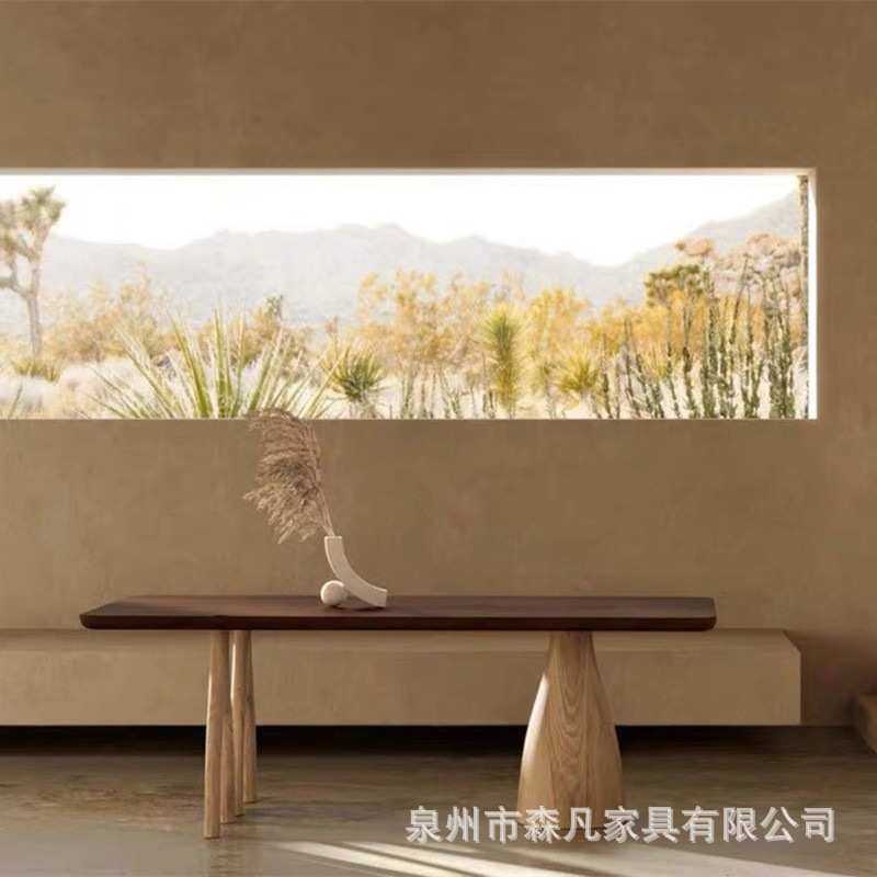 设计师个性树杈餐桌实木咖啡桌白蜡木办公工作台复古造型原木桌子