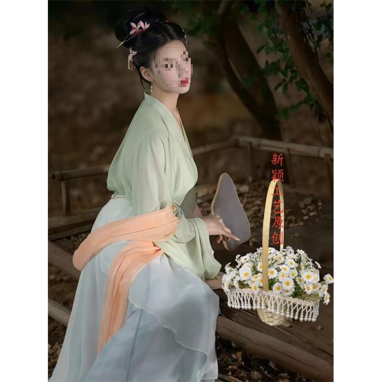 田园乐舞蹈花篮道具汉服摄影道具花篮古风舞蹈拍摄手提竹篮小清新