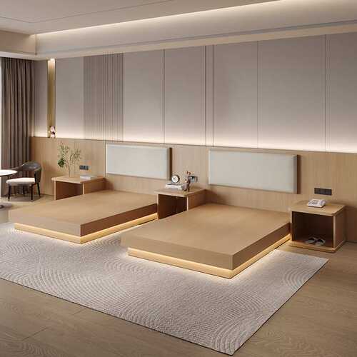 ?酒店床宾馆家具标间全套定 制全季旅馆式公寓大床民宿客房