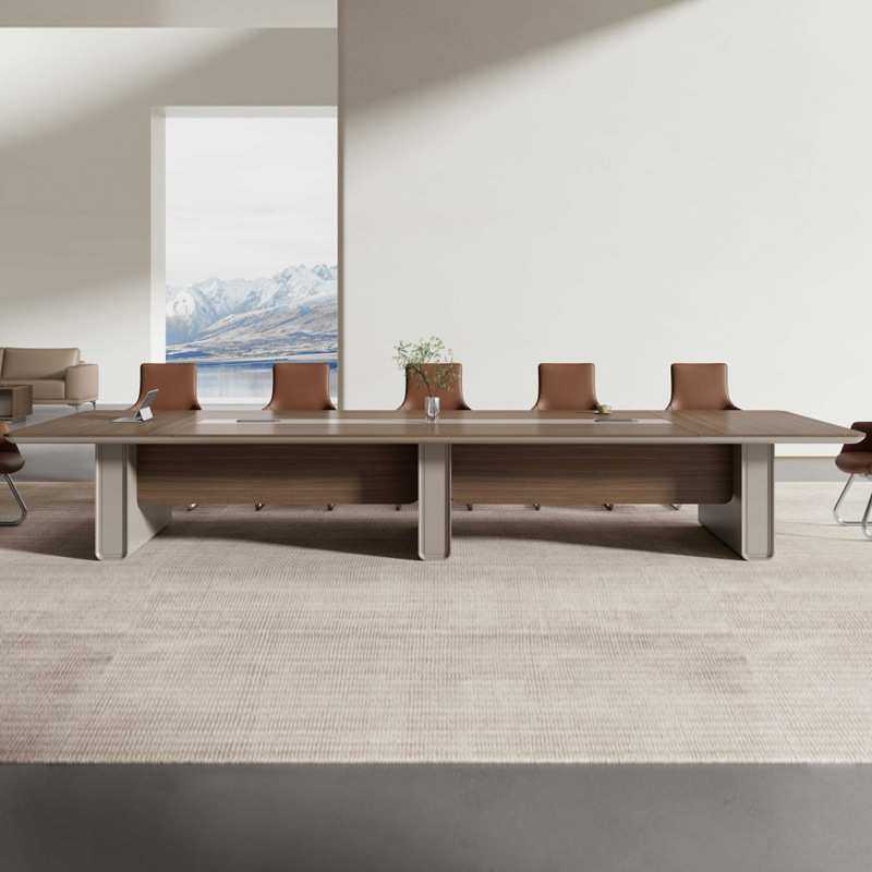 E0会议桌长桌大型洽谈轻奢简约现代商务办公桌组合长条会议室长桌