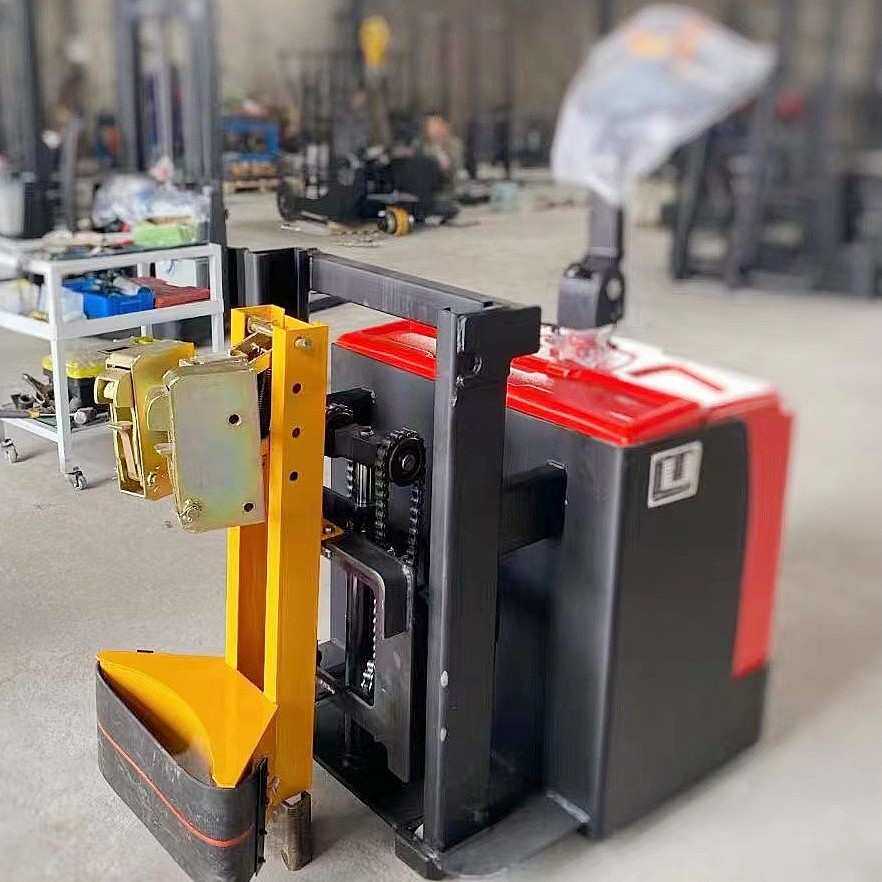 普尔夫V型托架叉车卷轴电动升降车新能源极卷半自动堆高搬运机