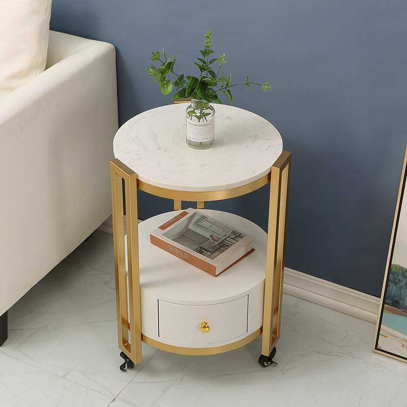 大理石茶几圆形带抽屉轻奢小户型沙发边几客厅茶桌子网红家用茶台,基础建材,亚克力板,淘宝优惠券,粉丝福利购,淘宝优惠卷